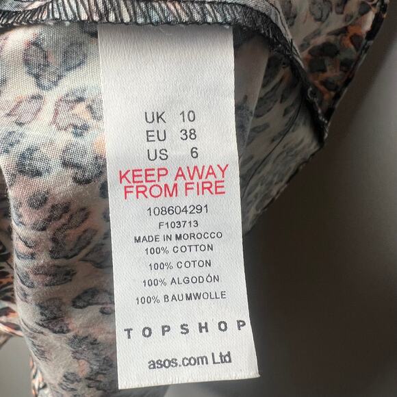 Topshop Leopard Long Sleeve Mini Dress Size Small - Picture 5 of 8
